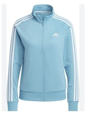 Adidas Essentials Warm-Up Slim 3 Striped Blue Track Jacket Women's Size Medium